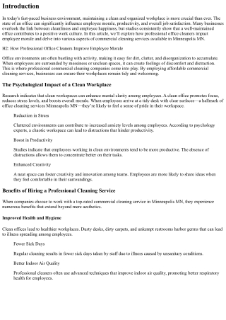 How Professional Office Cleaners Improve Employee Morale
