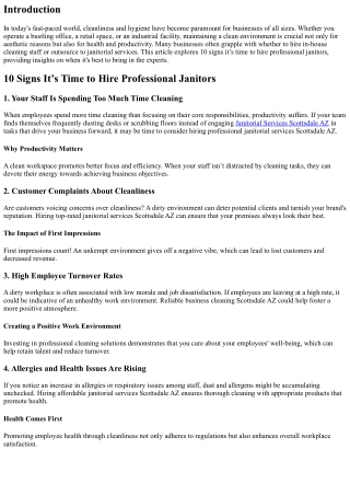 10 Signs It’s Time to Hire Professional Janitors