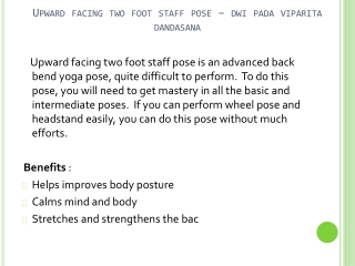 How To Do Upward Facing Two-Foot Staff