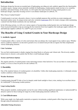 The Benefits of Using Crushed Granite in Your Hardscape Design