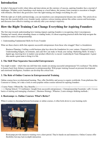 How the Right Training Can Change Everything for Aspiring Founders
