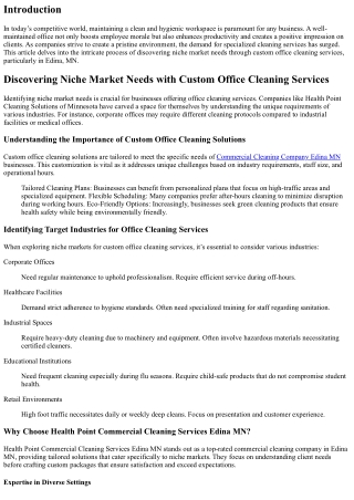 Discovering Niche Market Needs with Custom Office Cleaning Services
