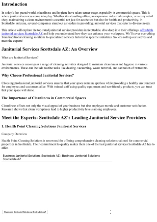 Meet the Experts: Scottsdale AZ's Leading Janitorial Service Providers