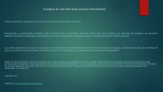 Company for sale with bank account and nominee
