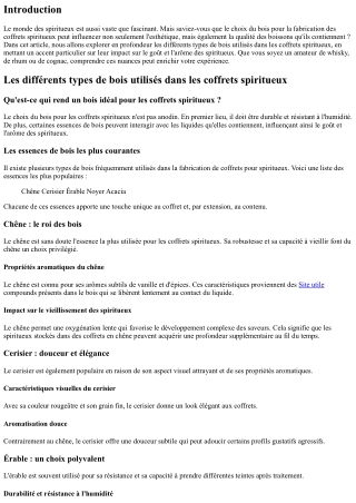 “Les différents types de bois utilisés dans les coffrets spiritueux”