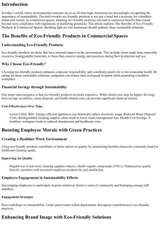 The Benefits of Eco-Friendly Products in Commercial Spaces