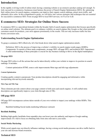 E-commerce SEO: Strategies for Online Store Success