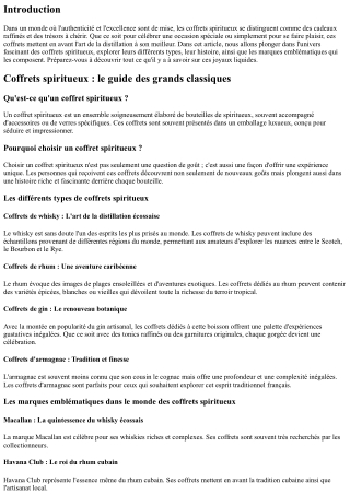 Coffrets spiritueux : le guide des grands classiques