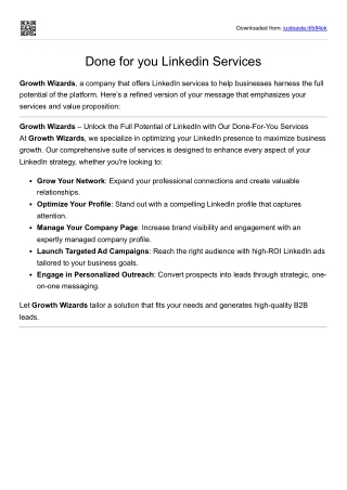 Done for you Linkedin Services