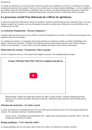 Le processus créatif d'un fabricant de coffrets de spiritueux