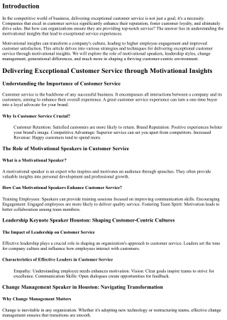 Delivering Exceptional Customer Service through Motivational Insights