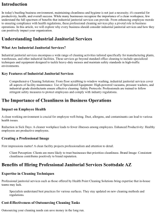 Why Every Business Should Consider Industrial Janitorial Services