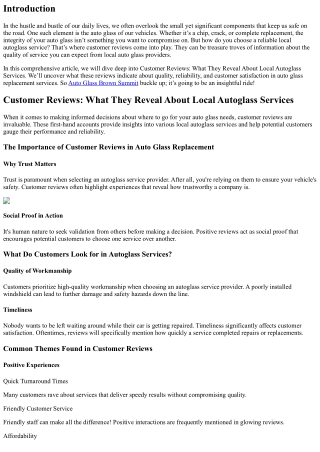Customer Reviews: What They Reveal About Local Autoglass Services
