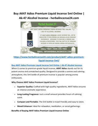 Buy AK47 Adios Premium Liquid Incense 5ml Online Ak-47 Alcohol Incense - herbalincense24