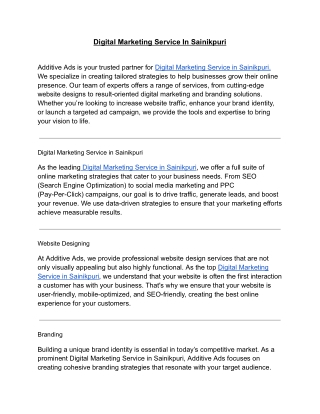 Digital Marketing Service In Sainikpuri