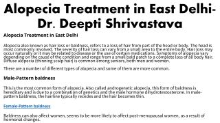 Alopecia Treatment in East Delhi-Dr Deepti Shrivastava