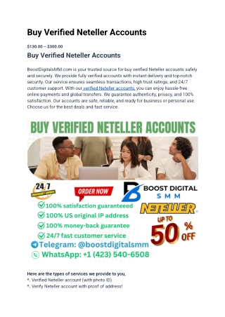 09 TOP Seller Buy Verified Neteller Accounts