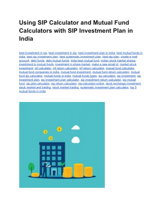 Using SIP Calculator and Mutual Fund Calculators with SIP Investment Plan in India