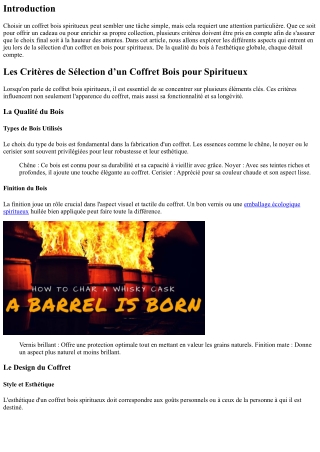 Les Critères de Sélection d’un Coffret Bois pour Spiritueux