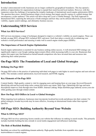 Local vs Global Strategy: The Dual Approach to International SEO