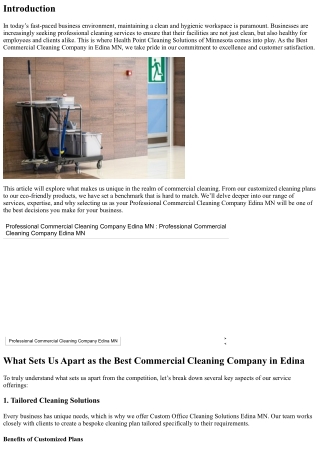 What Sets Us Apart as the Best Commercial Cleaning Company in Edina