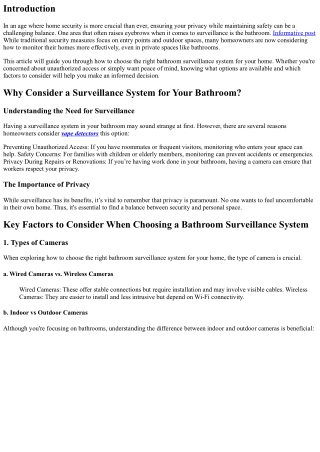 How to Choose the Right Bathroom Surveillance System for Your Home