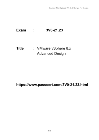 2025 Updated VCAP-DCV Design 2024 3V0-21.23 Dumps