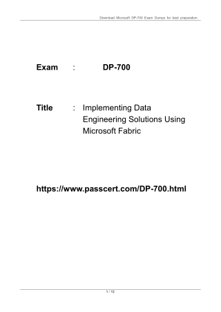 Microsoft Fabric Data Engineer DP-700 Dumps