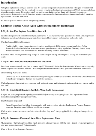 Common Myths About Auto Glass Replacement Debunked