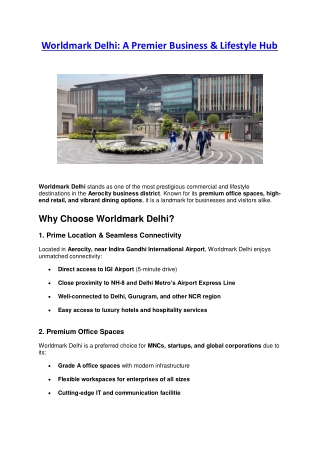 Worldmark Delhi - A Premier Business And Lifestyle Hub