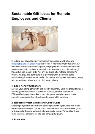 Sustainable Gift Ideas for Remote Employees and Clients