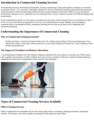 Affordable Solutions for All Your Commercial Cleaning Needs