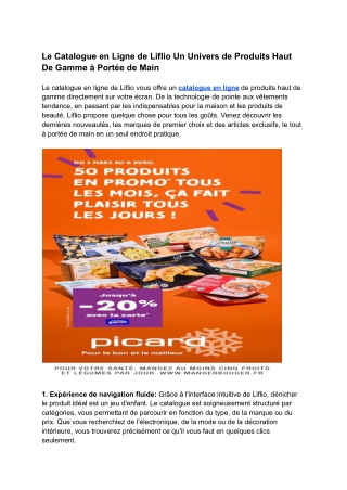 Le Catalogue en Ligne de Liflio Un Univers de Produits Haut De Gamme à Portée de Main