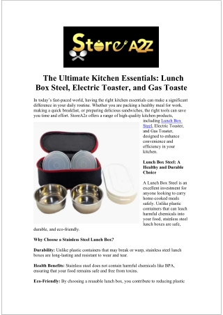 StoreA2z Steel Lunch Box – Keep Your Meals Fresh & Hot