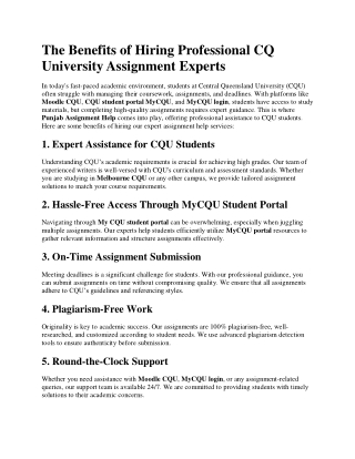 The Benefits of Hiring Professional CQ University Assignment Experts
