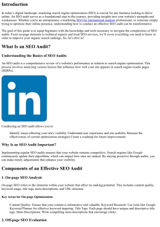 A Beginner’s Guide to Conducting an Effective SEO Audit