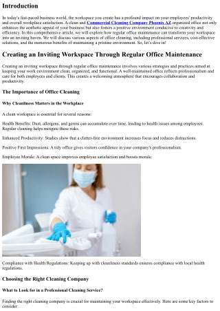 Creating an Inviting Workspace Through Regular Office Maintenance