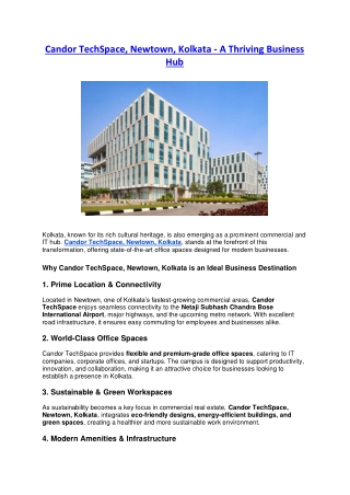 Candor TechSpace, Newtown, Kolkata - A Thriving Business Hub