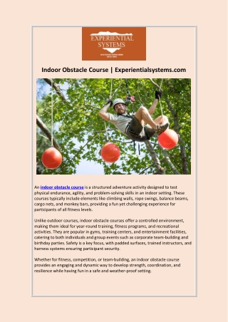 Indoor obstacle course