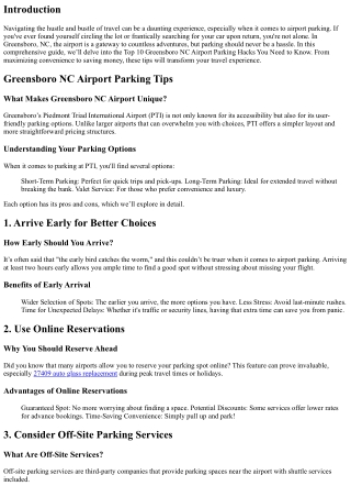 Top 10 Greensboro NC Airport Parking Hacks You Need to Know