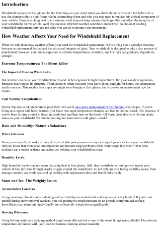 How Weather Affects Your Need for Windshield Replacement