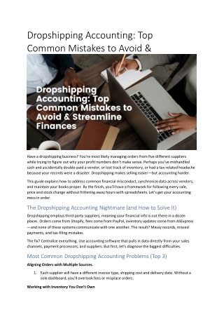 Dropshipping Accounting: Top Common Mistakes to Avoid & Streamline Finances