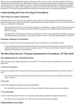 The Best Kept Secrets: Cheapest Apartments in Greensboro, NC Revealed