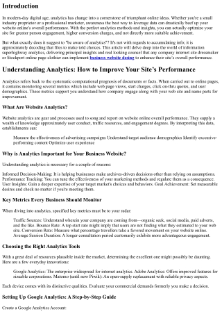 Understanding Analytics: How to Improve Your Site’s Performance