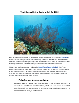 Scuba Diving Spots in Bali