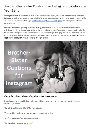 Brother Sister Captions for Instagram