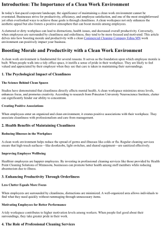 Boosting Morale and Productivity with a Clean Work Environment