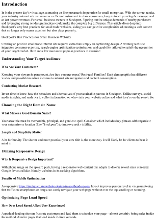 Stockport’s Best Practices for Small Business Websites
