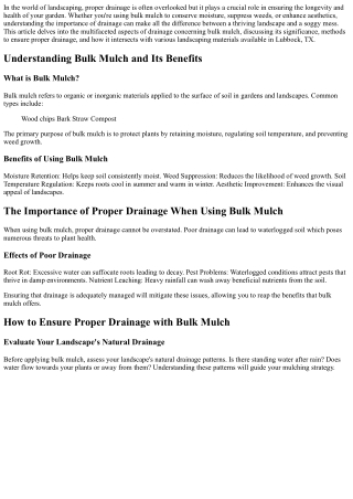 The Importance of Proper Drainage When Using Bulk Mulch
