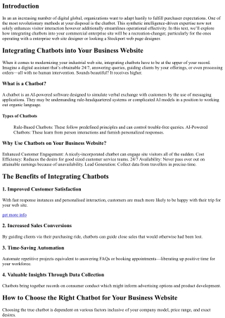 Integrating Chatbots into Your Business Website